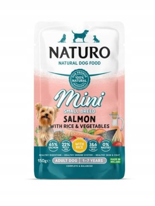 NATURO MINI KARMA DLA PSÓW DOROSŁYCH MAŁYCH RAS ŁOSOŚ RYŻ WARZYWA 150g