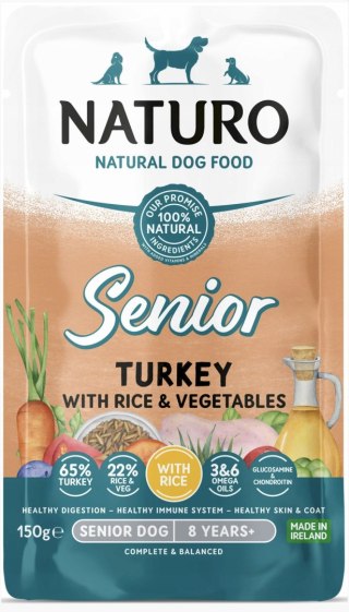 NATURO MINI SENIOR INDYK Z RYŻEM 150g - KARMA DLA PSA SENIORA