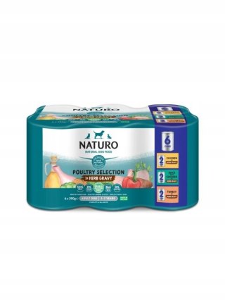 NATURO VARIETY PACK ADULT 6x390g PUSZKI MIX KURCZAK KACZKA INDYK W SOSIE