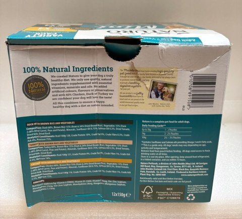 NATURO VARIETY PACK ADULT MINI 12x150g KURCZAK KACZKA INDYK DLA MAŁYCH PSÓW